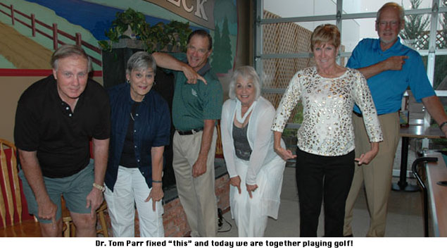 Patients at a golf tournament after surgery